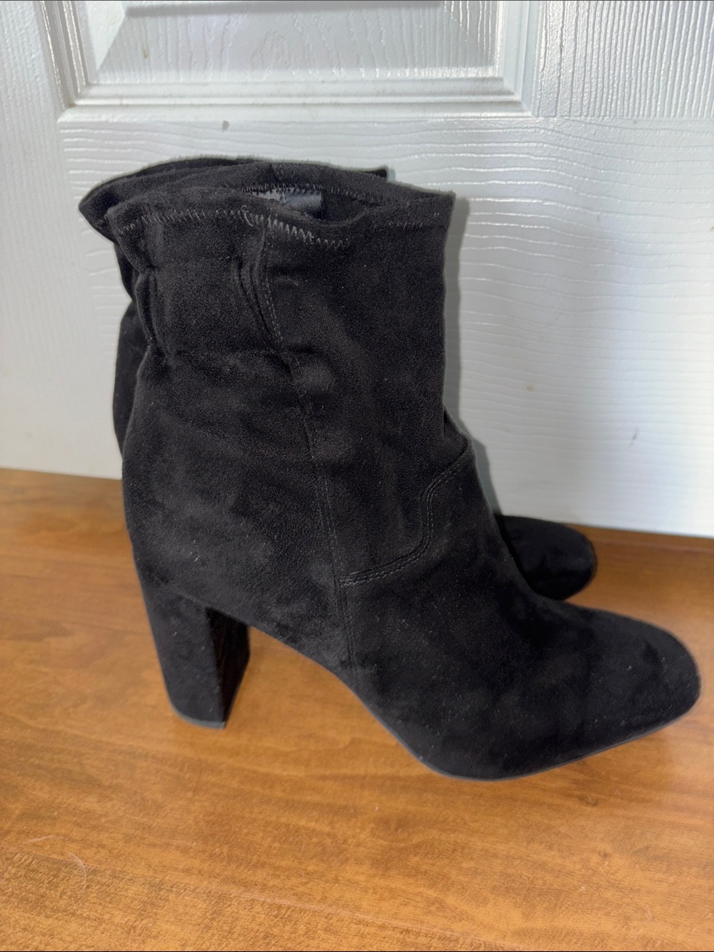Franco Sarto Black Suede Mid-Calf Block Heel Boot - Women's